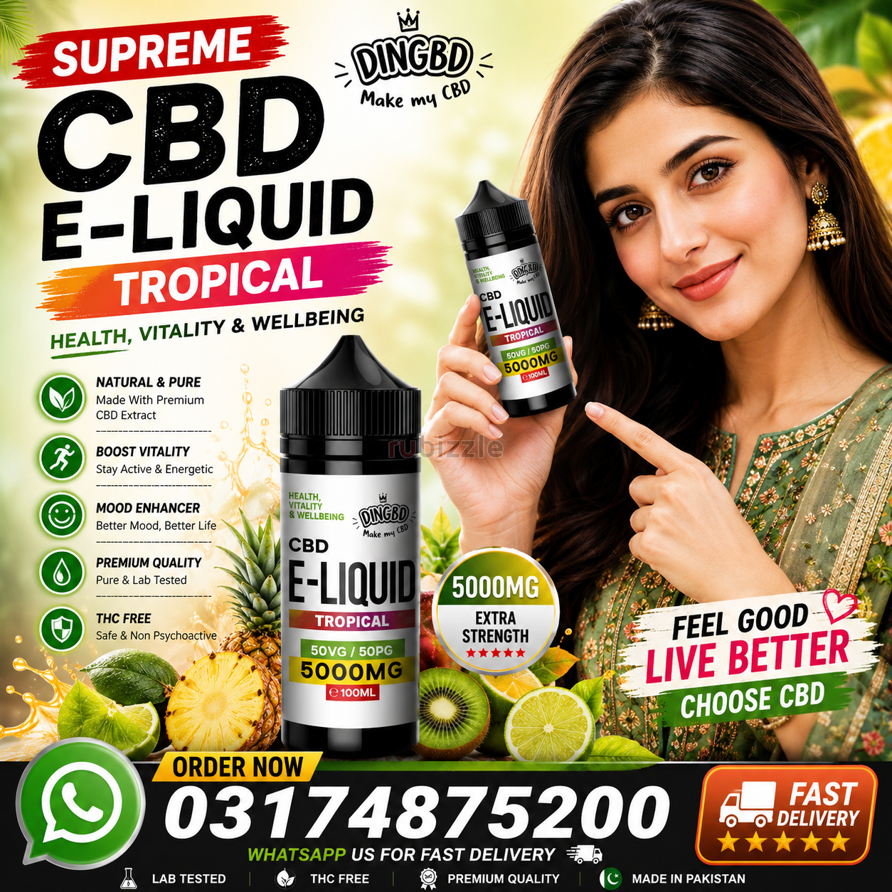 CBD E-Liquid 5000mg Tropical Best CBD Vape Oil In Hafizabad - {0317487